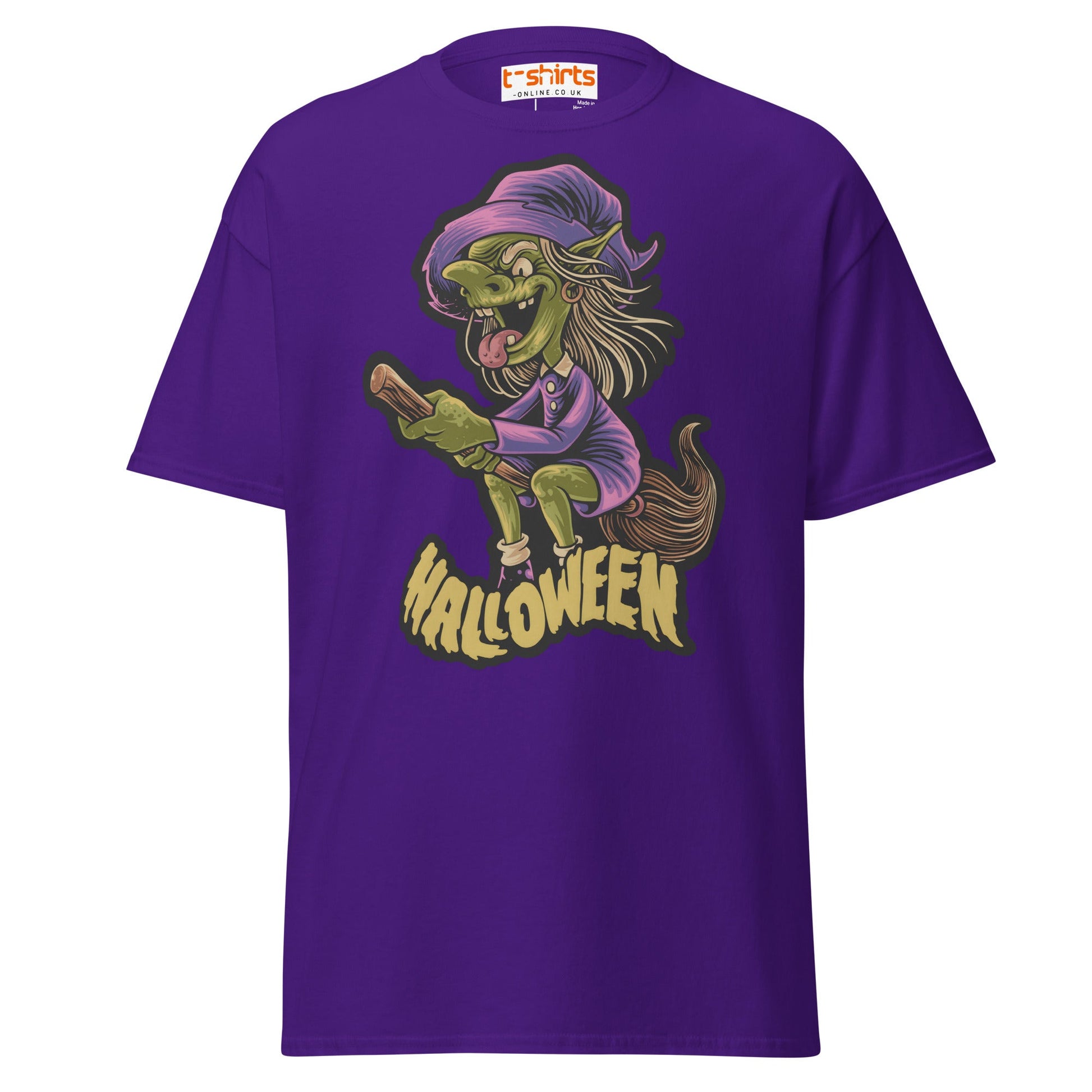 Funny Witch Halloween T-Shirt | Spooky Cartoon Tee - Purple - T-Shirts Online