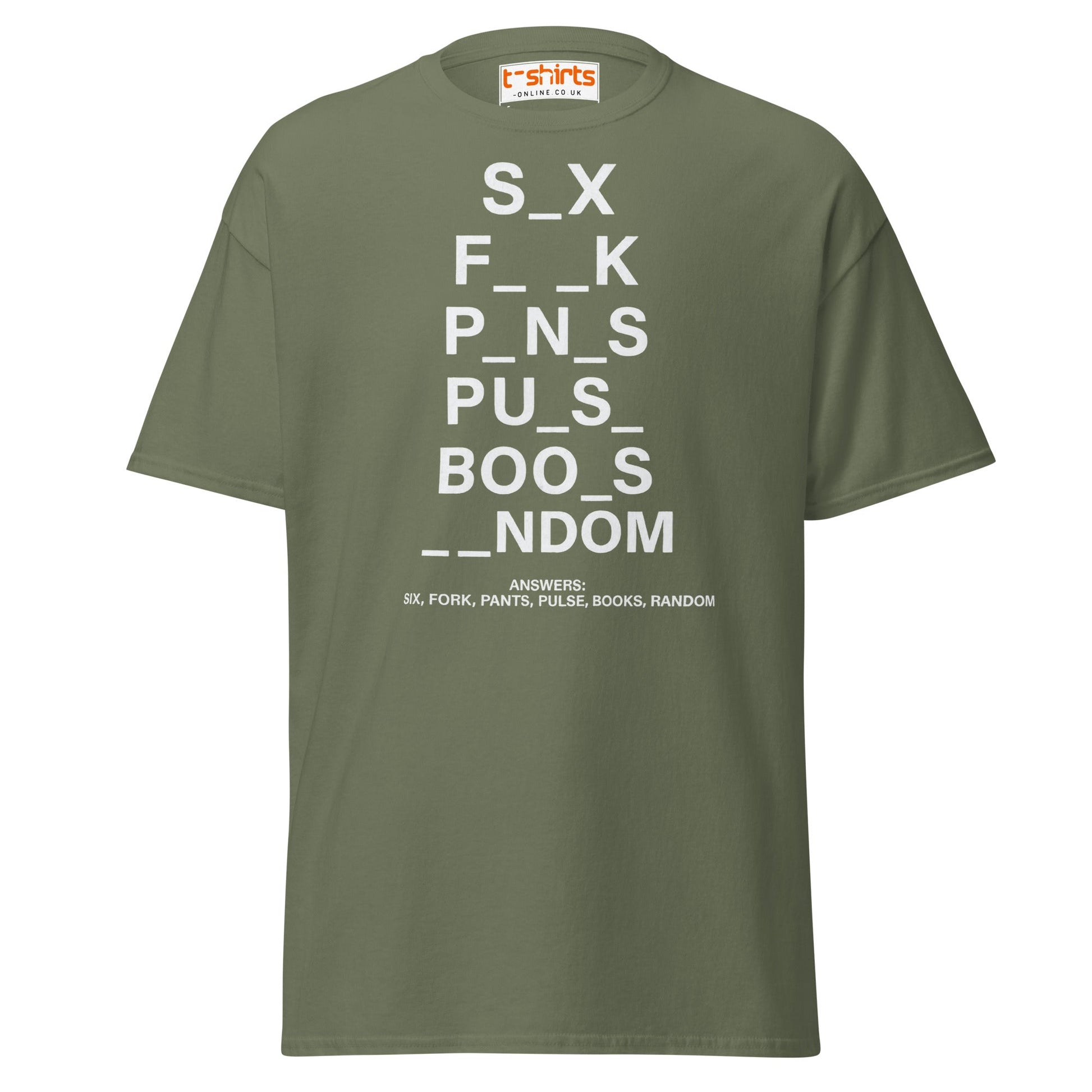 Funny Word Puzzle T-Shirt – Double Meaning Humor Tee - Military Green - T-Shirts Online