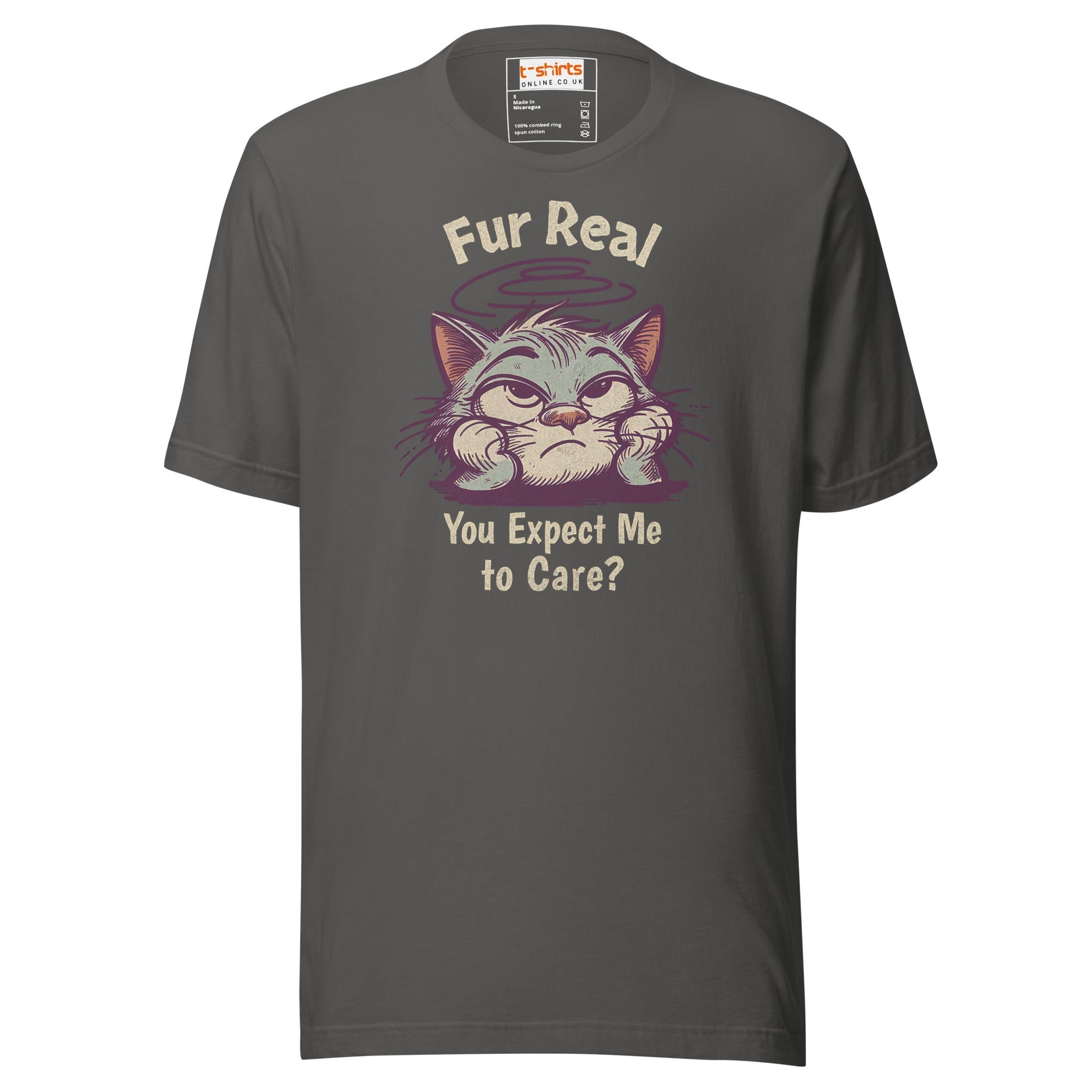 Fur Real T-Shirt | Expect me to Care Tee - Asphalt - T-Shirts Online