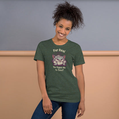 Fur Real T-Shirt | Expect me to Care Tee - Black Heather - T-Shirts Online