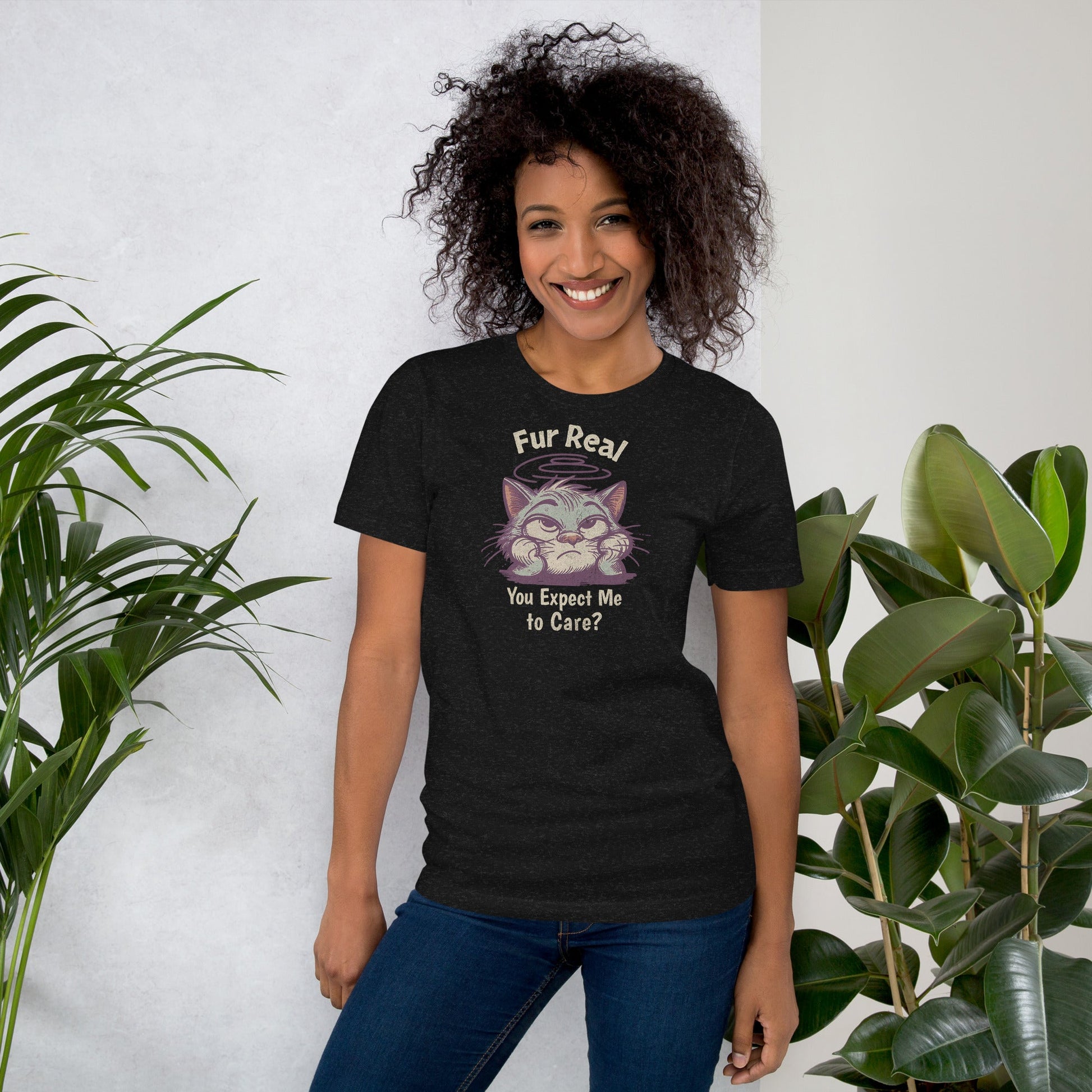 Fur Real T-Shirt | Expect me to Care Tee - Black Heather - T-Shirts Online