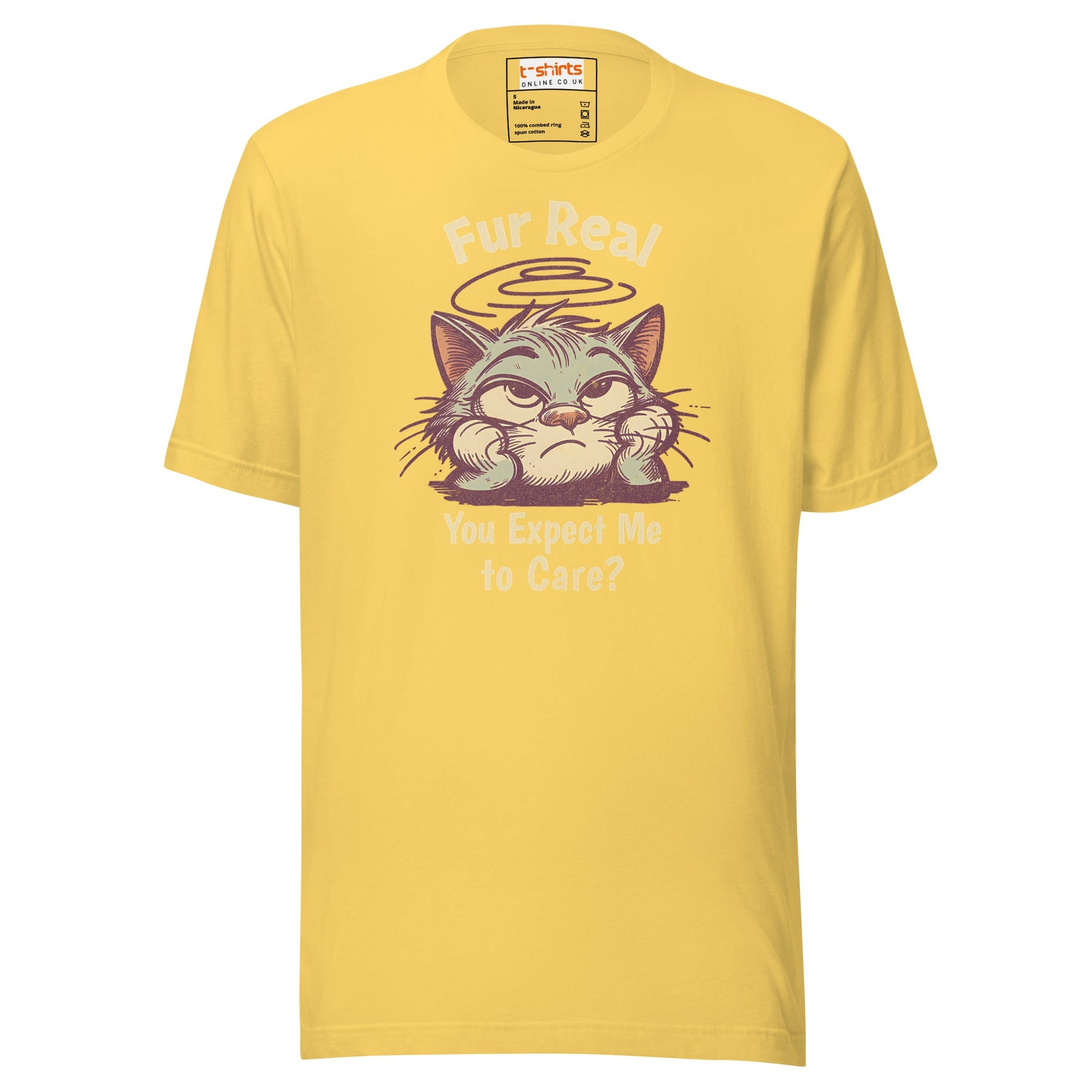 Fur Real T-Shirt | Expect me to Care Tee - Yellow - T-Shirts Online