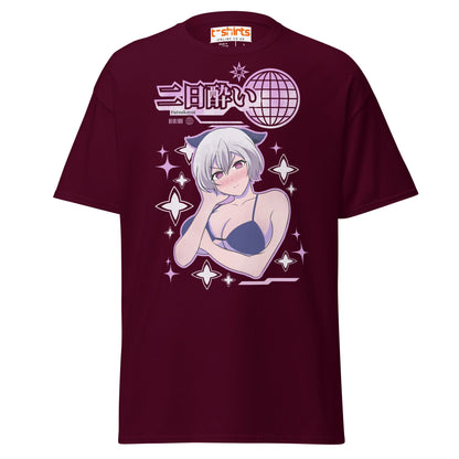 Futsukayoi Anime Girl T-Shirt | Aesthetic Vaporwave Tee - Maroon - T-Shirts Online