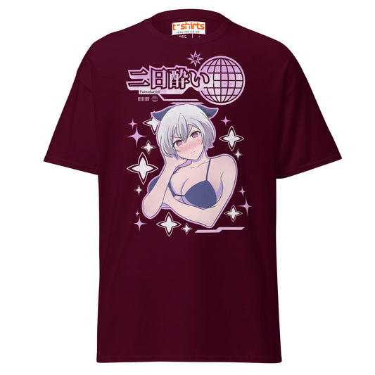 Futsukayoi Anime Girl T-Shirt | Aesthetic Vaporwave Tee - Maroon - T-Shirts Online