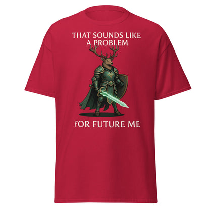 Future Me Deer Knight Tee - Funny Fantasy Humor Shirt - Cardinal - T-Shirts Online