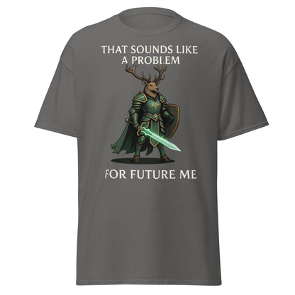 Future Me Deer Knight Tee - Funny Fantasy Humor Shirt - Charcoal - T-Shirts Online