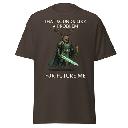 Future Me Deer Knight Tee - Funny Fantasy Humor Shirt - Dark Chocolate - T-Shirts Online