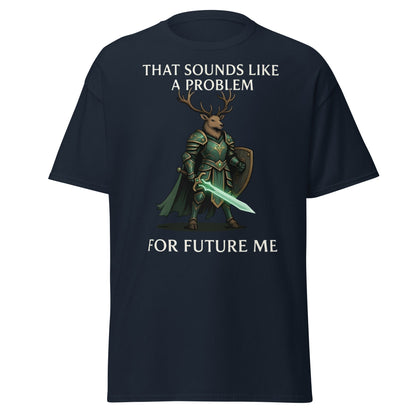 Future Me Deer Knight Tee - Funny Fantasy Humor Shirt - Navy - T-Shirts Online