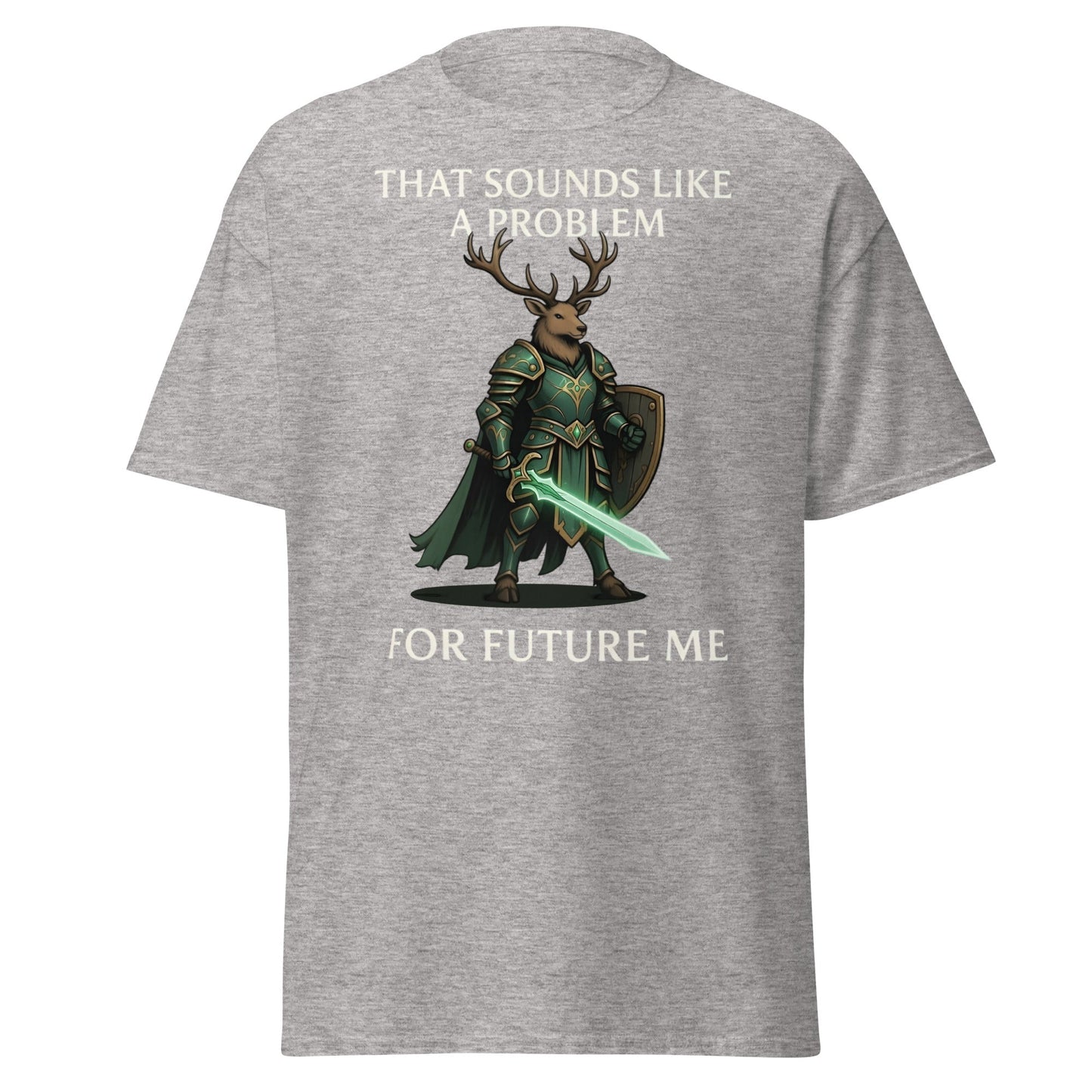 Future Me Deer Knight Tee - Funny Fantasy Humor Shirt - Sport Grey - T-Shirts Online
