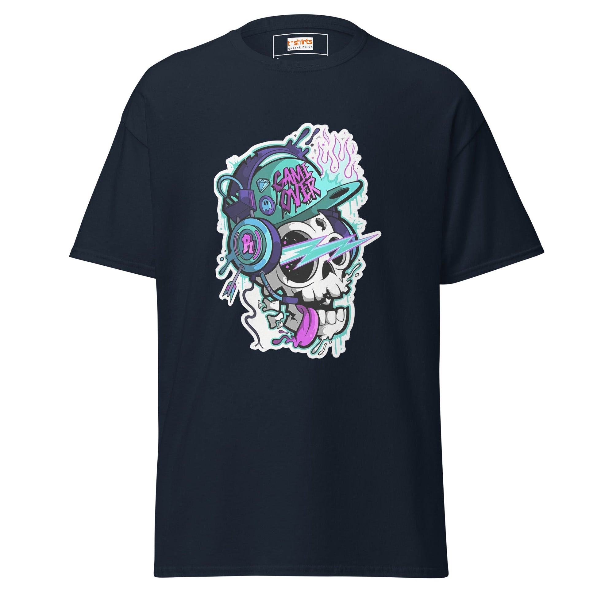Game Over Skull | Funky T-Shirt - Navy - T-Shirts Online