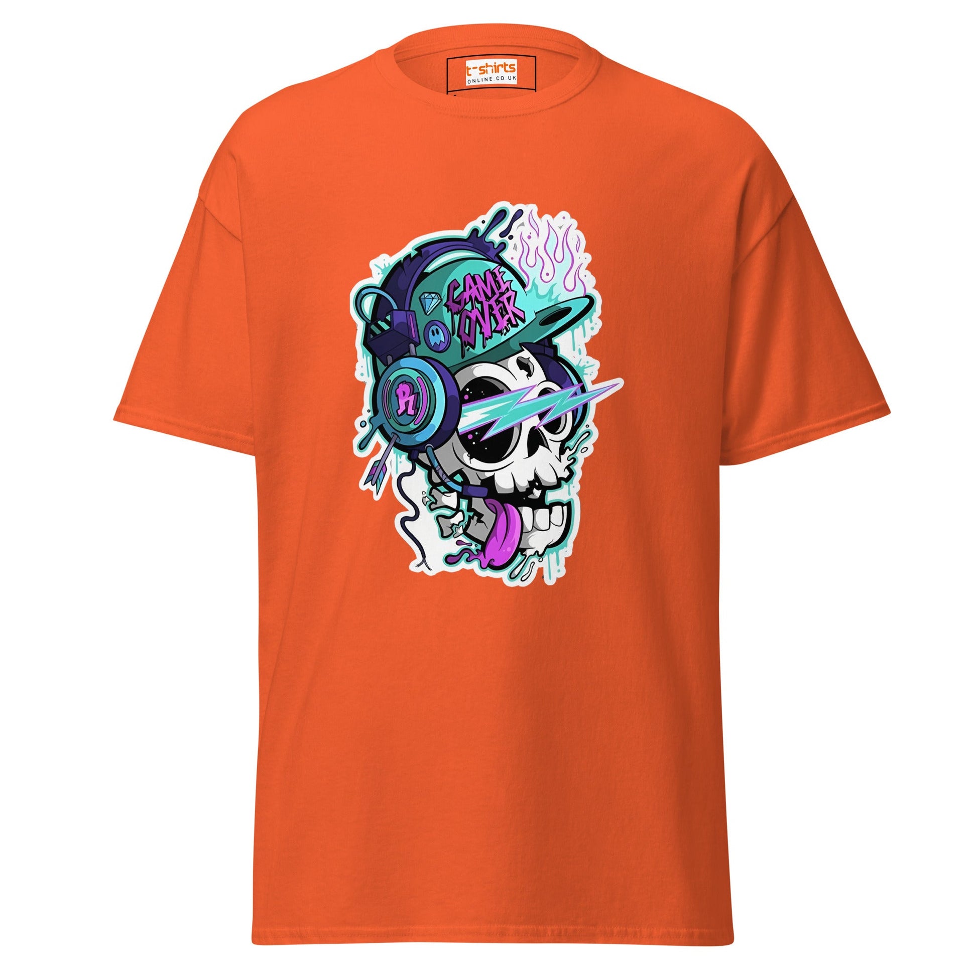 Game Over Skull | Funky T-Shirt - Orange - T-Shirts Online