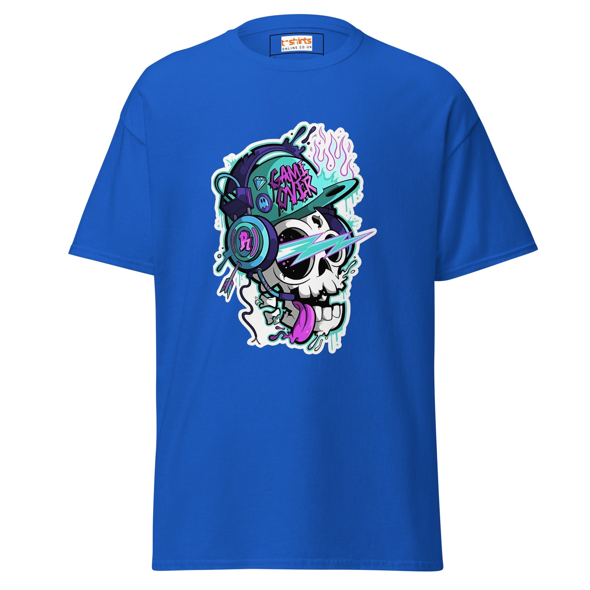 Game Over Skull | Funky T-Shirt - Royal - T-Shirts Online