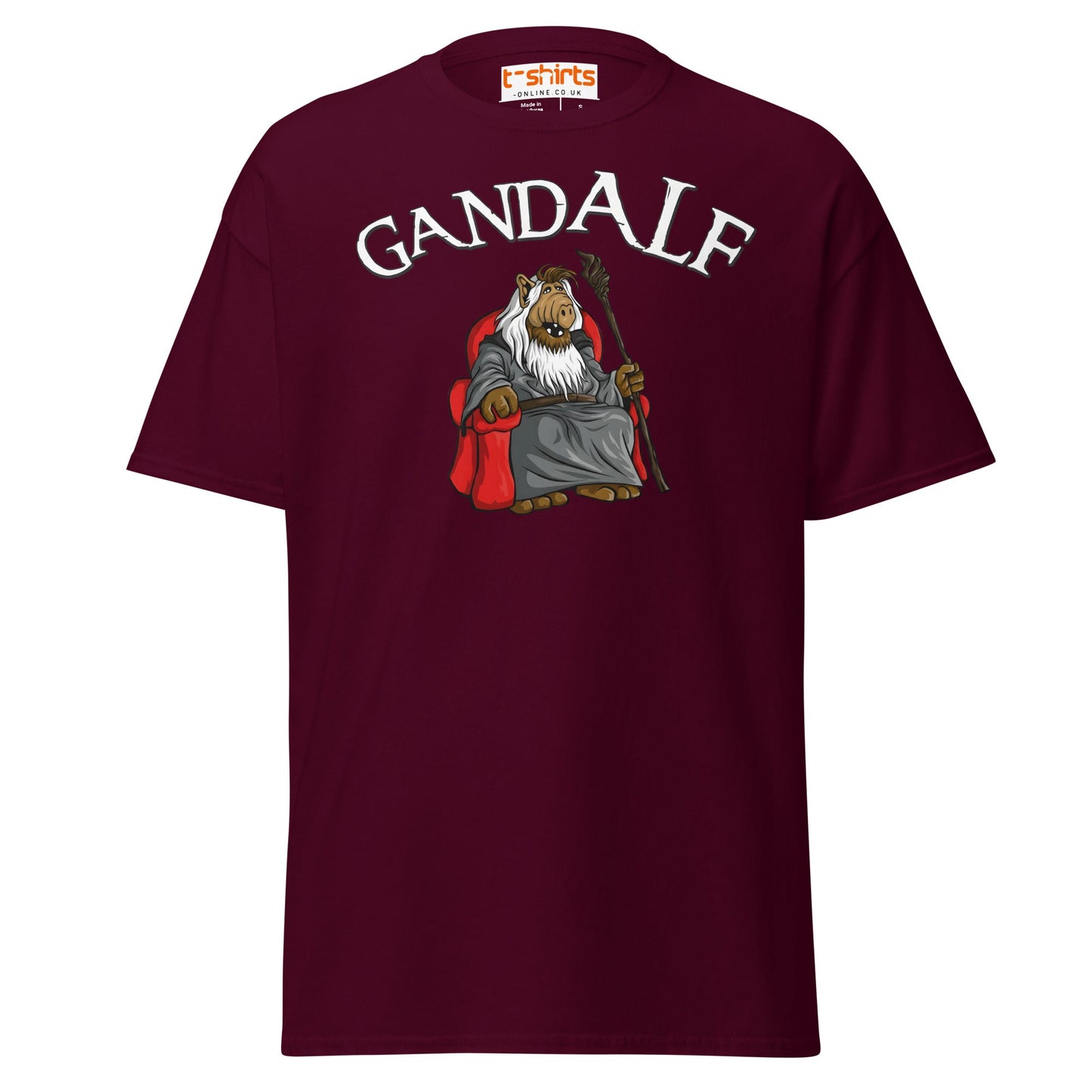 GandALF T-Shirt – Funny Sci - Fi Wizard Parody Tee - Maroon - T-Shirts Online