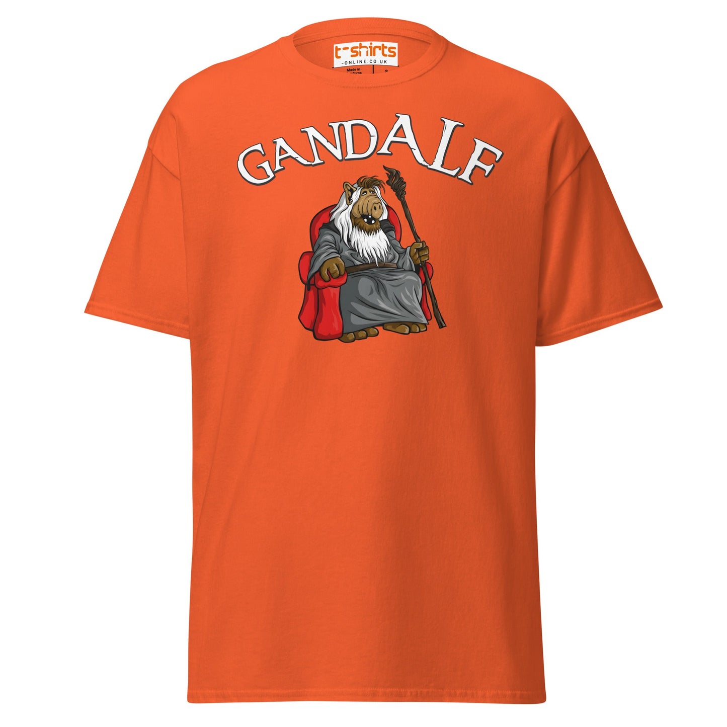 GandALF T-Shirt – Funny Sci - Fi Wizard Parody Tee - Orange - T-Shirts Online