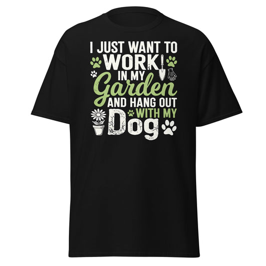 Garden and Dog Lover T-Shirt - Funny Gardening Graphic Tee - Black - T-Shirts Online