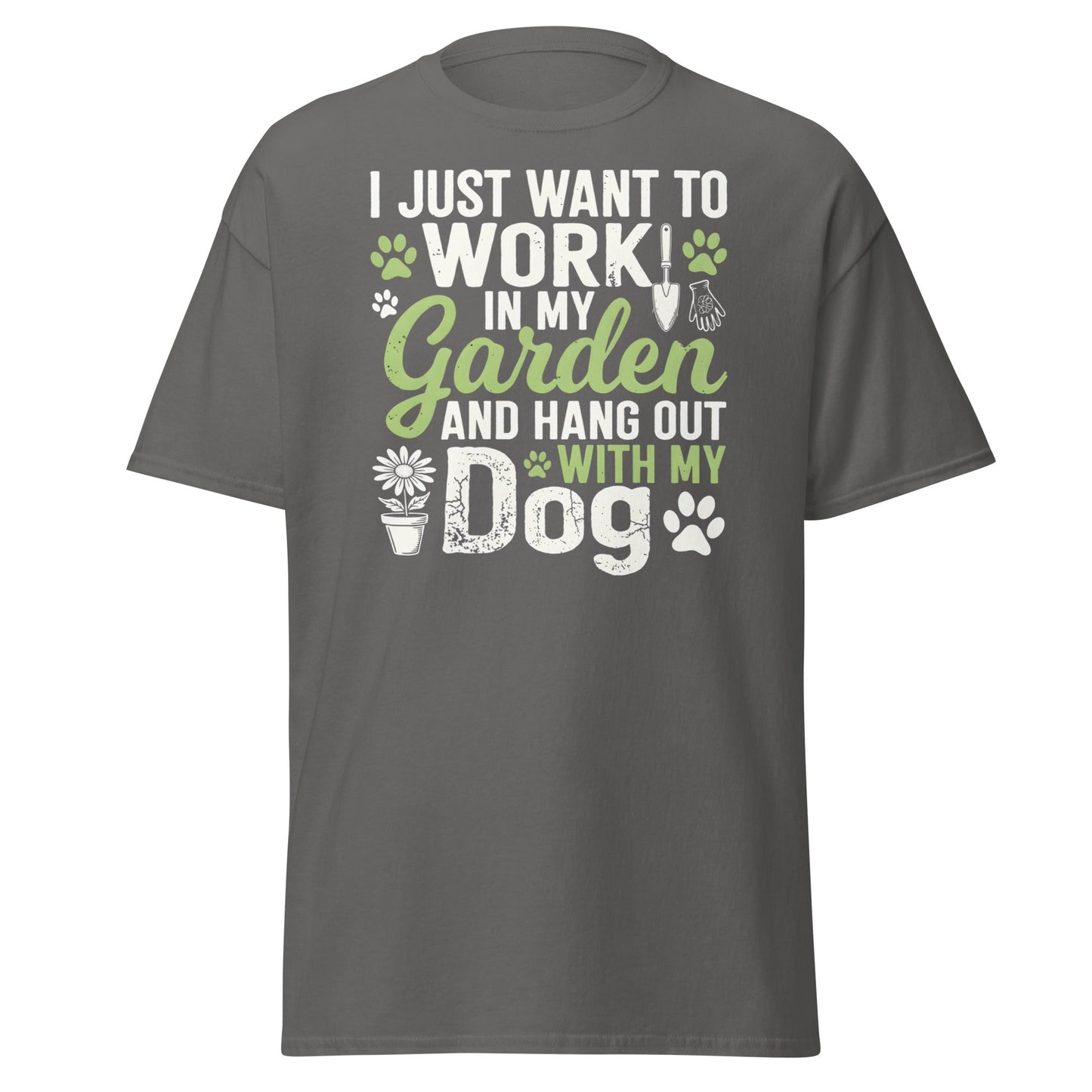 Garden and Dog Lover T-Shirt - Funny Gardening Graphic Tee - Charcoal - T-Shirts Online