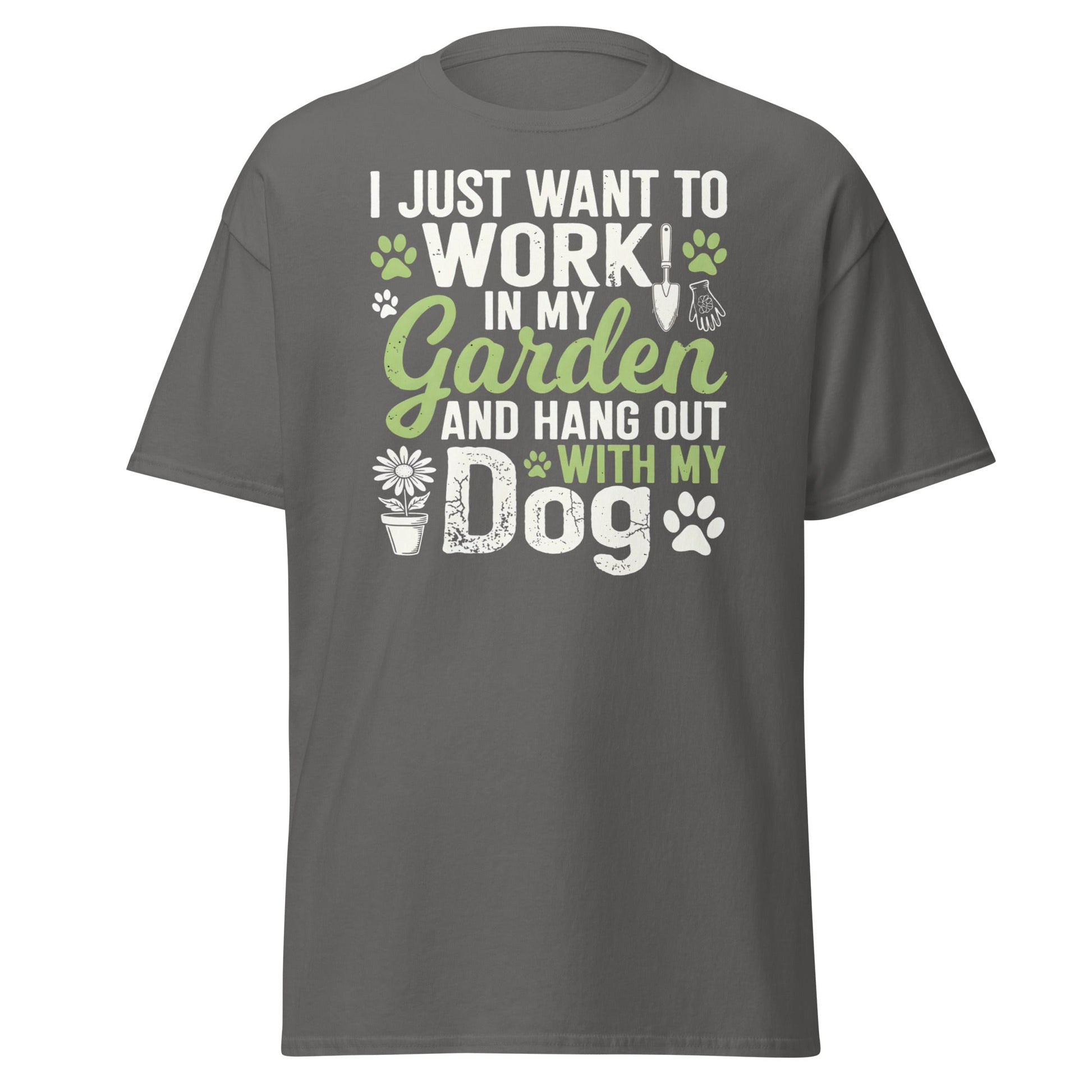 Garden and Dog Lover T-Shirt - Funny Gardening Graphic Tee - Charcoal - T-Shirts Online