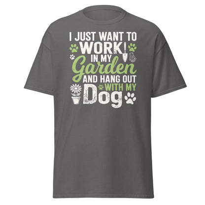 Garden and Dog Lover T-Shirt - Funny Gardening Graphic Tee - Charcoal - T-Shirts Online