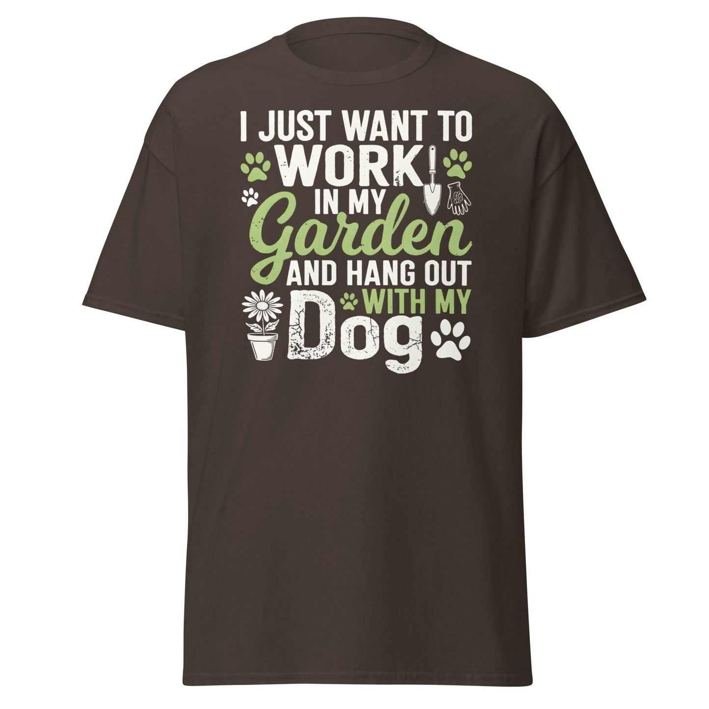 Garden and Dog Lover T-Shirt - Funny Gardening Graphic Tee - Dark Chocolate - T-Shirts Online