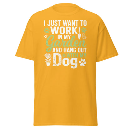 Garden and Dog Lover T-Shirt - Funny Gardening Graphic Tee - Gold - T-Shirts Online