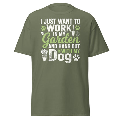 Garden and Dog Lover T-Shirt - Funny Gardening Graphic Tee - Military Green - T-Shirts Online