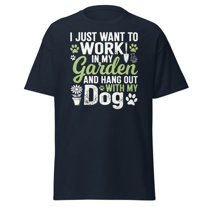 Garden and Dog Lover T-Shirt - Funny Gardening Graphic Tee - Navy - T-Shirts Online