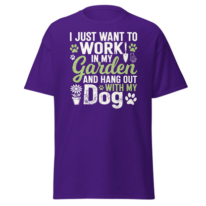 Garden and Dog Lover T-Shirt - Funny Gardening Graphic Tee - Purple - T-Shirts Online