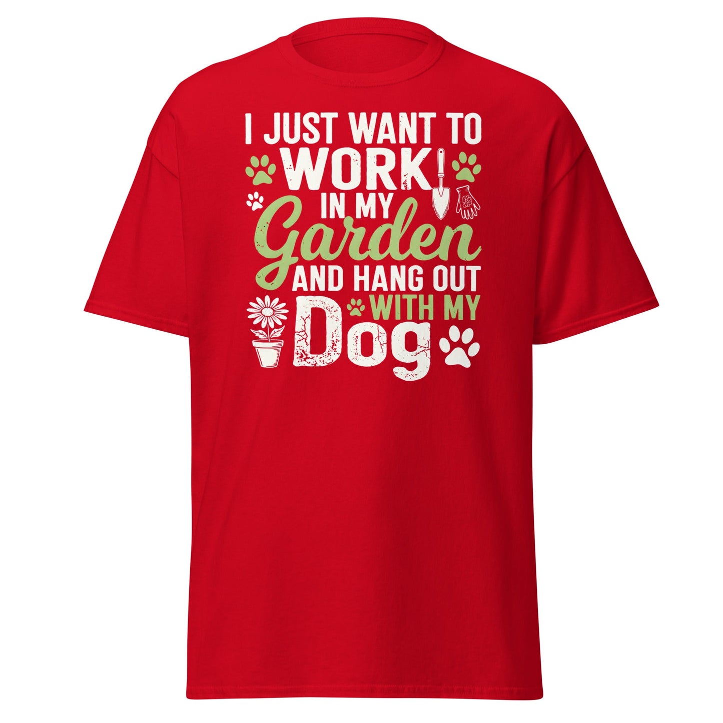 Garden and Dog Lover T-Shirt - Funny Gardening Graphic Tee - Red - T-Shirts Online
