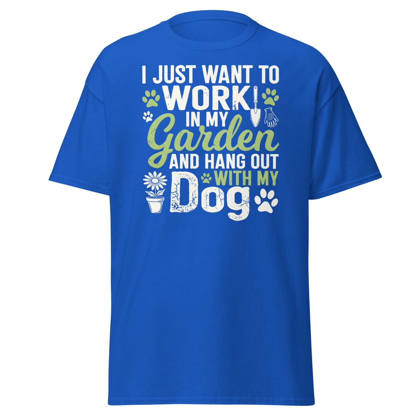 Garden and Dog Lover T-Shirt - Funny Gardening Graphic Tee - Royal - T-Shirts Online