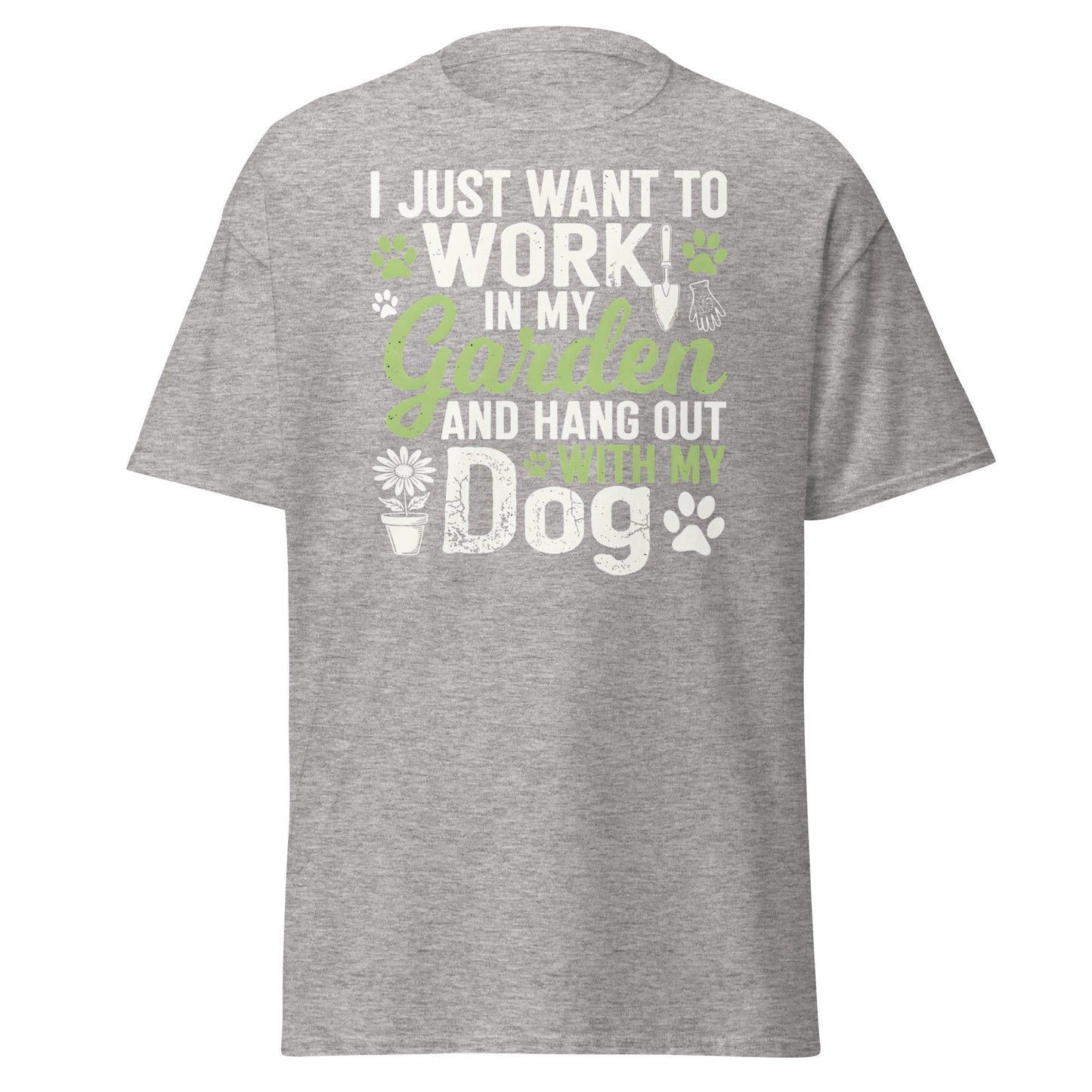 Garden and Dog Lover T-Shirt - Funny Gardening Graphic Tee - Sport Grey - T-Shirts Online