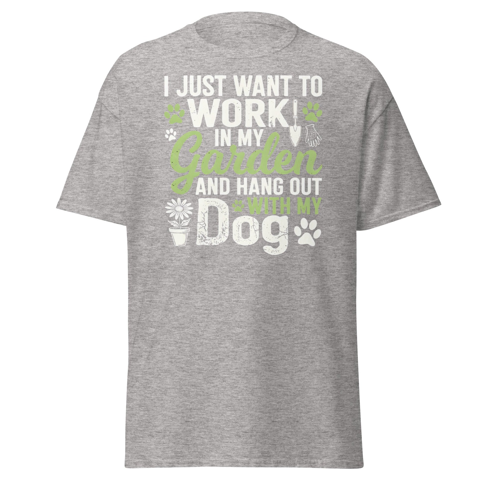 Garden and Dog Lover T-Shirt - Funny Gardening Graphic Tee - Sport Grey - T-Shirts Online