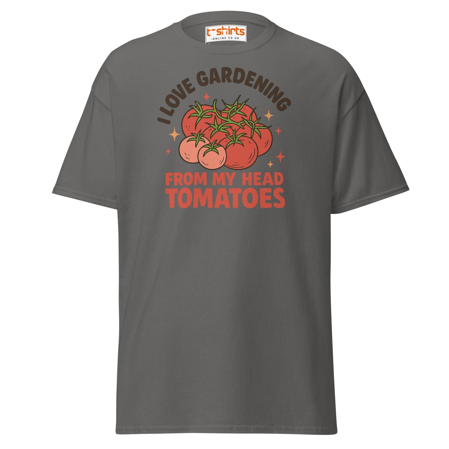 Gardening Tomato Pun Tee – Funny Head Tomatoes Shirt - Charcoal - T-Shirts Online