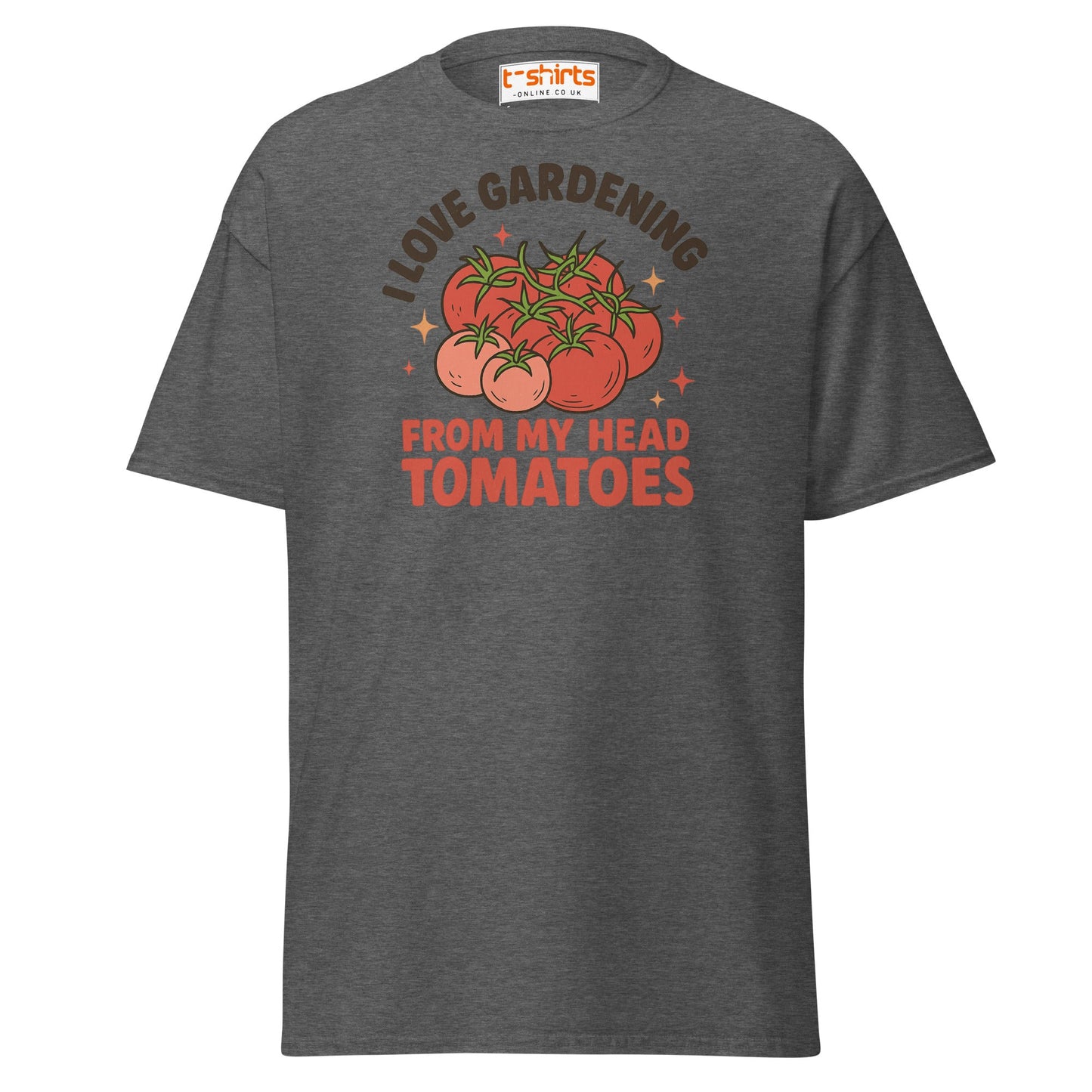 Gardening Tomato Pun Tee – Funny Head Tomatoes Shirt - Dark Heather - T-Shirts Online