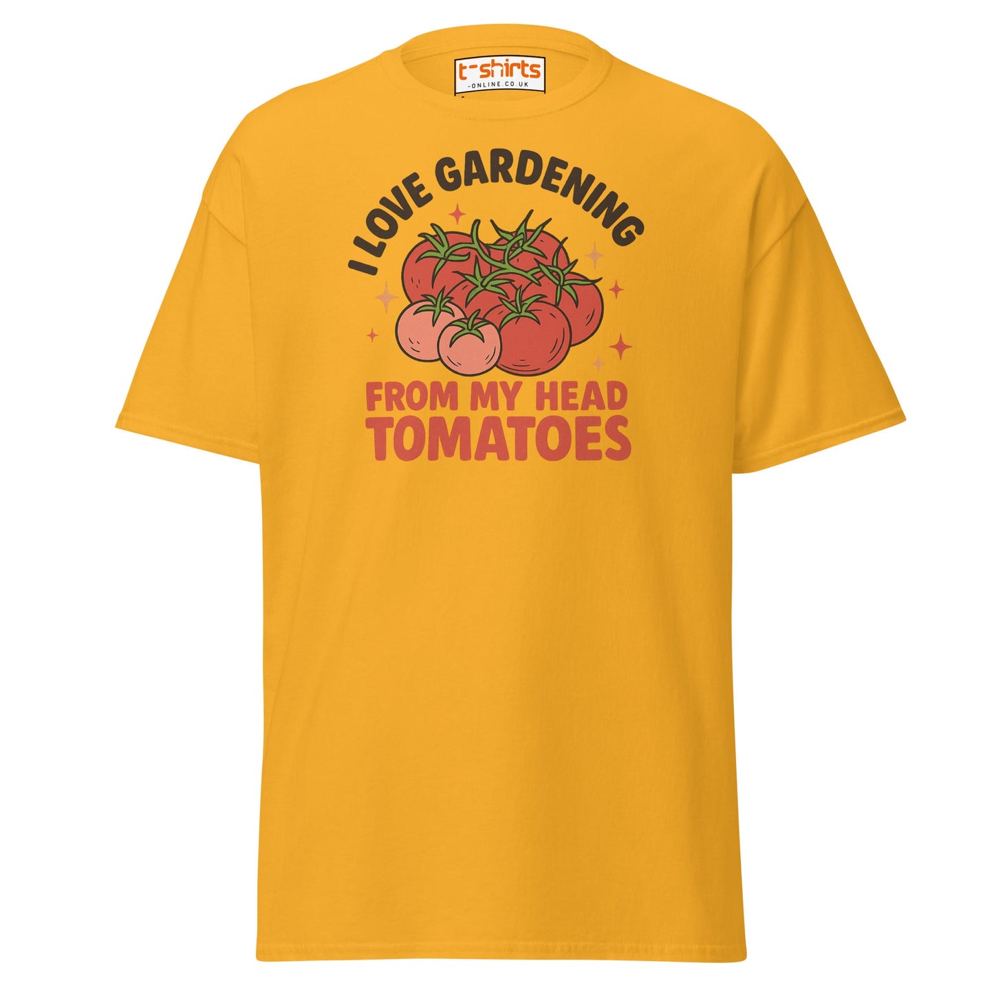 Gardening Tomato Pun Tee – Funny Head Tomatoes Shirt - Gold - T-Shirts Online