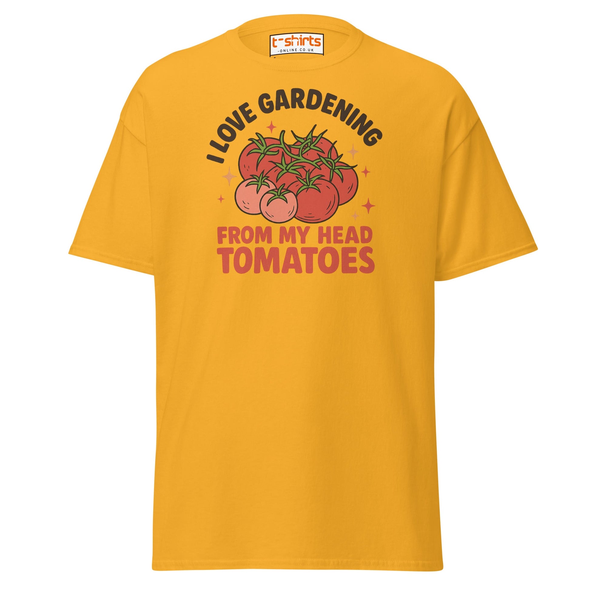 Gardening Tomato Pun Tee – Funny Head Tomatoes Shirt - Gold - T-Shirts Online