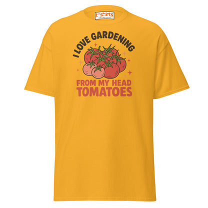 Gardening Tomato Pun Tee – Funny Head Tomatoes Shirt - Gold - T-Shirts Online