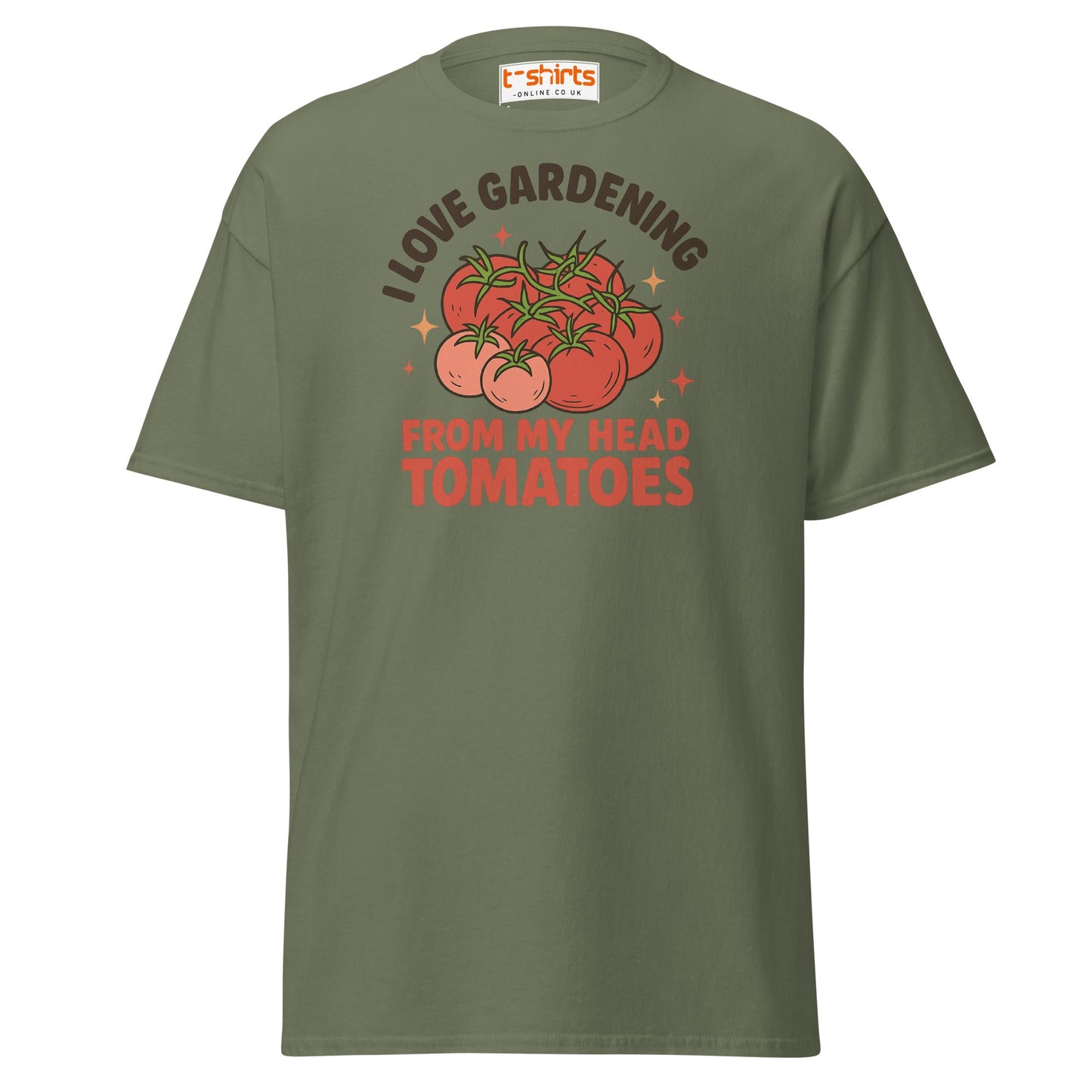 Gardening Tomato Pun Tee – Funny Head Tomatoes Shirt - Military Green - T-Shirts Online