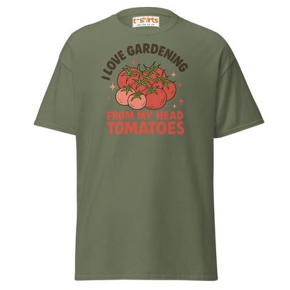 Gardening Tomato Pun Tee – Funny Head Tomatoes Shirt - Military Green - T-Shirts Online