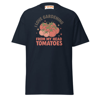Gardening Tomato Pun Tee – Funny Head Tomatoes Shirt - Navy - T-Shirts Online