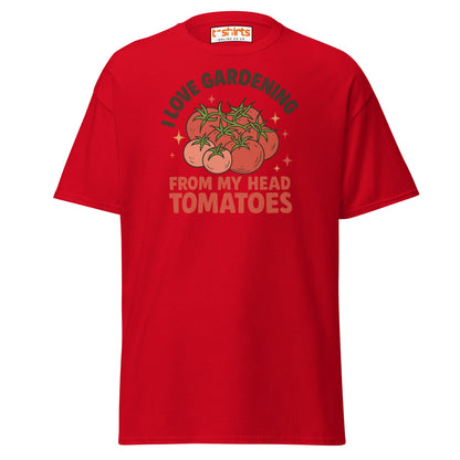 Gardening Tomato Pun Tee – Funny Head Tomatoes Shirt - Red - T-Shirts Online