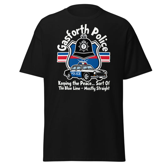 Gasforth Police Funny British Comedy T-Shirt - Black - T-Shirts Online