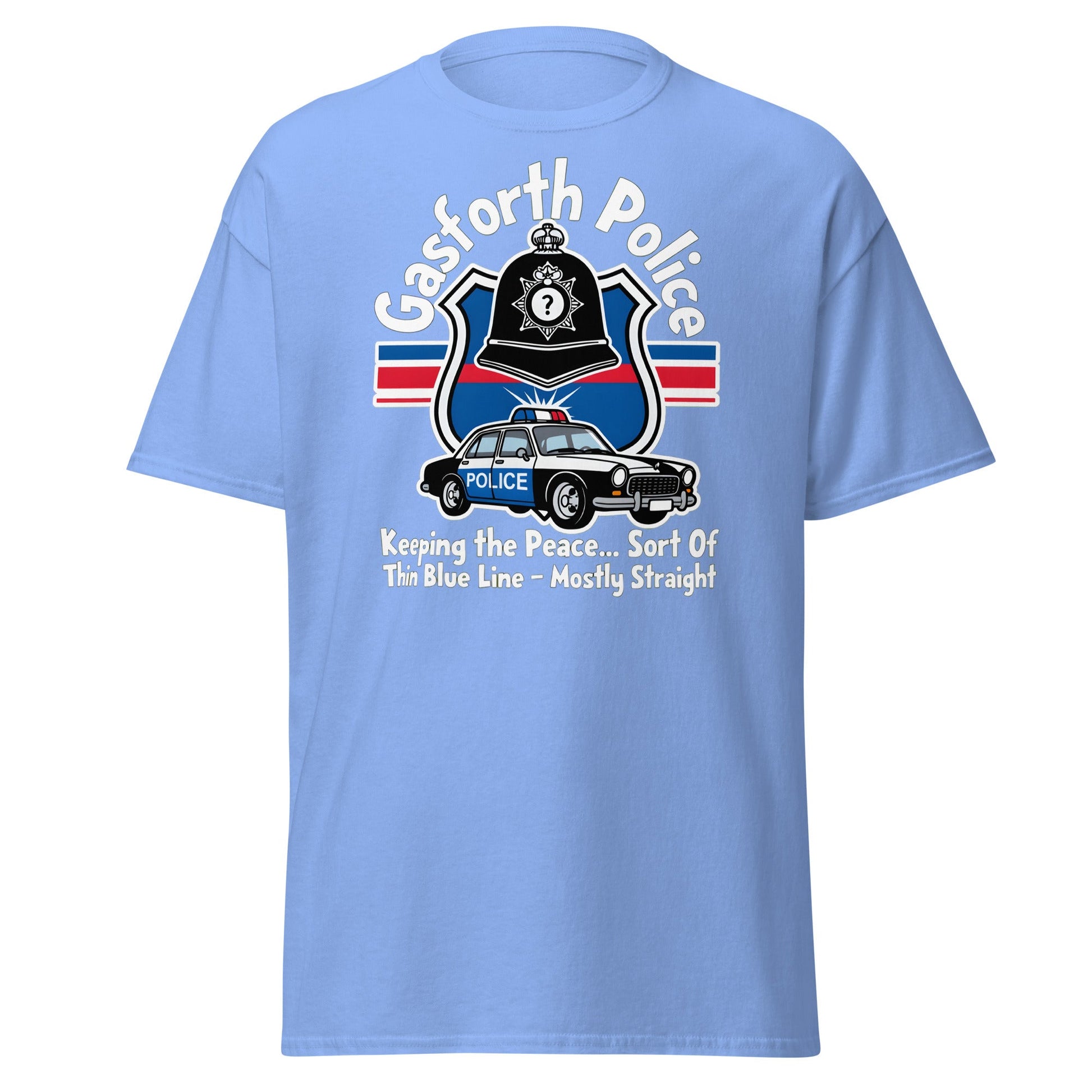Gasforth Police Funny British Comedy T-Shirt - Carolina Blue - T-Shirts Online