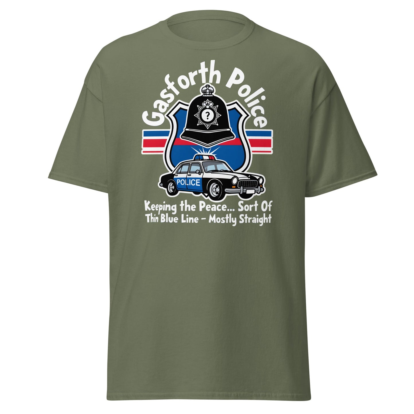 Gasforth Police Funny British Comedy T-Shirt - Military Green - T-Shirts Online