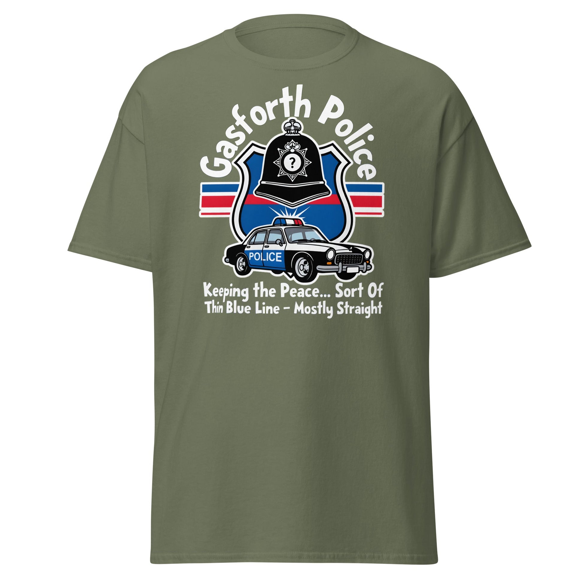 Gasforth Police Funny British Comedy T-Shirt - Military Green - T-Shirts Online