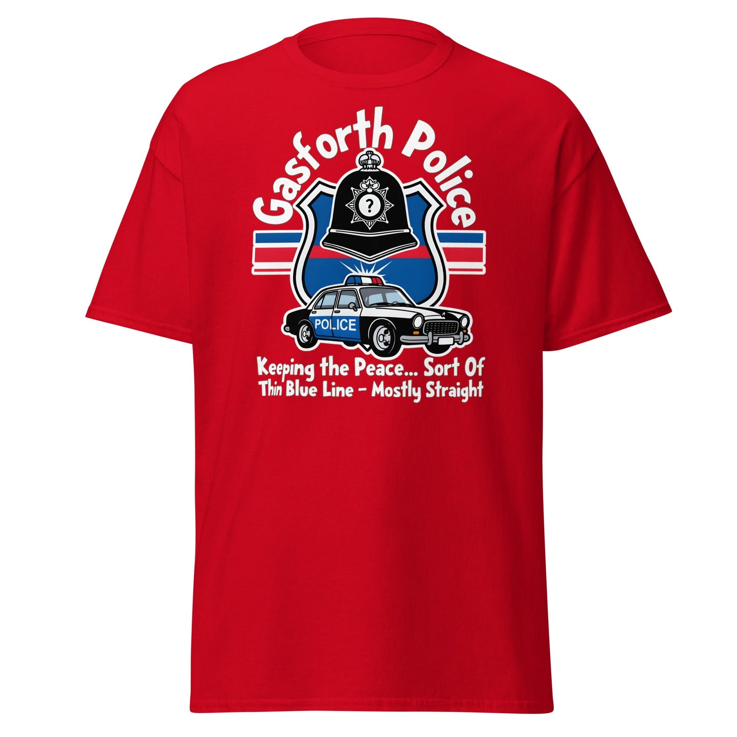 Gasforth Police Funny British Comedy T-Shirt - Red - T-Shirts Online