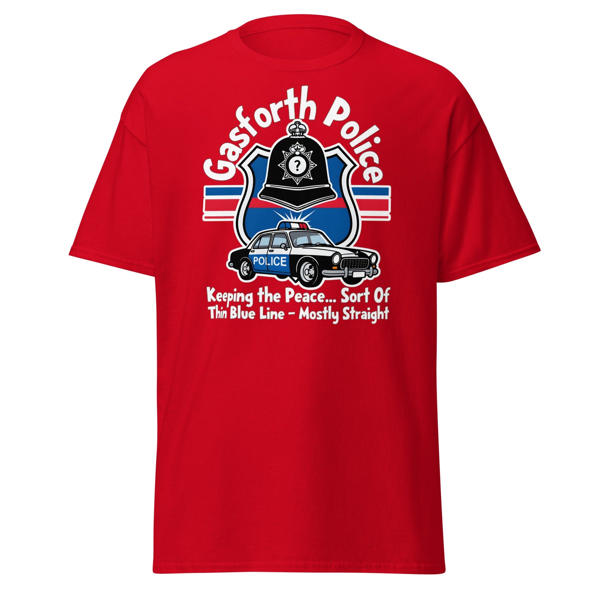 Gasforth Police Funny British Comedy T-Shirt - Red - T-Shirts Online