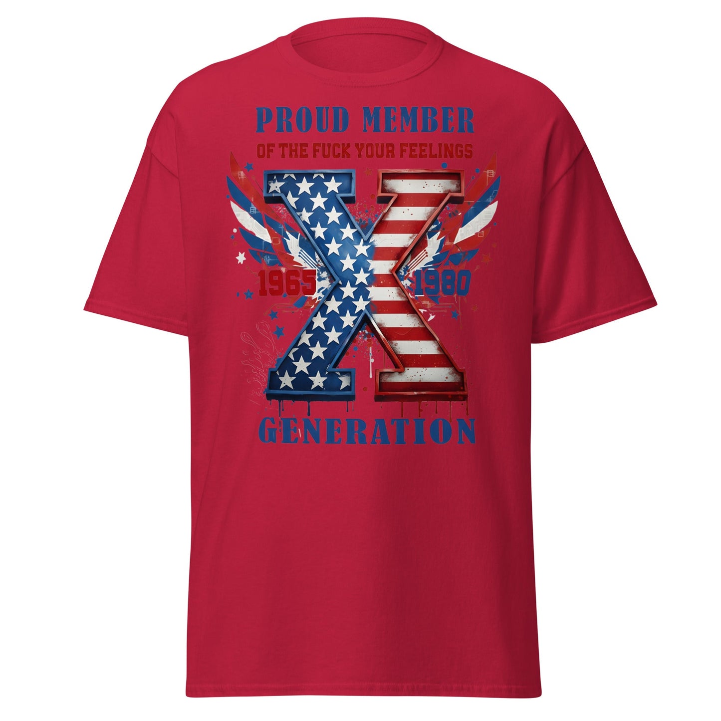 Gen X Fuck Your Feelings Generation USA T-Shirt - Cardinal - T-Shirts Online