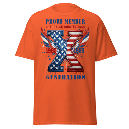 Gen X Fuck Your Feelings Generation USA T-Shirt - Orange - T-Shirts Online