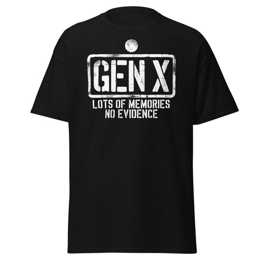 Gen X Lots of Memories No Evidence - Black - T-Shirts Online