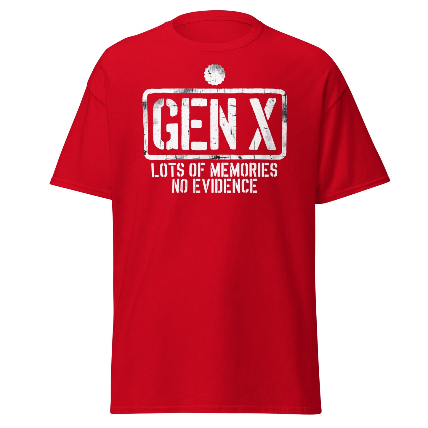Gen X Lots of Memories No Evidence - Red - T-Shirts Online